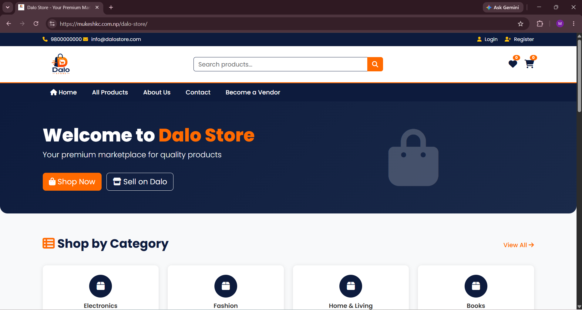 DaloStore e-commerce website preview